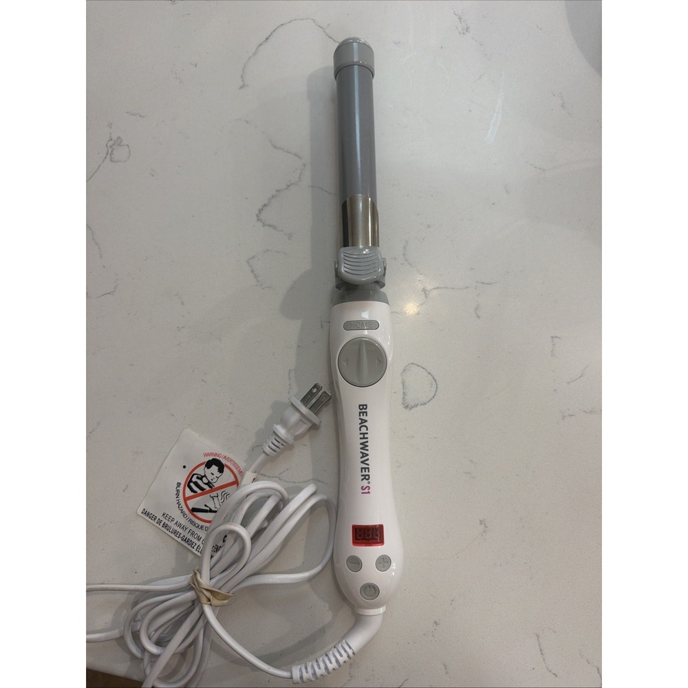 Beachwaver Pro S1 1" Rotating Ceramic Barrel Curling Iron White Tested DV1137BX